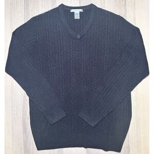Geoffrey Beene Mens Vintage Sweater‎ Cable Knit Black Pullover Long Sleeve - M
